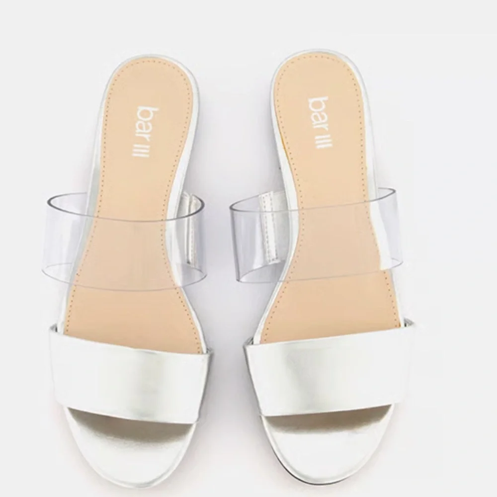 Bar III  Women Dreamer Slide Sandals, Silver